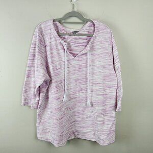 T by Talbots women 3X pullover top cotton shirt pink heathered